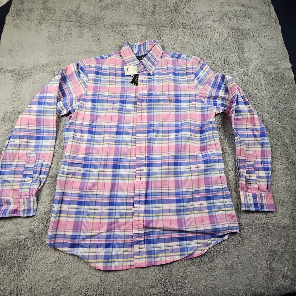 Mens NEW Classic Fit Pink Plaid Button Dress Shirt Size Large by Ralph Lauren
